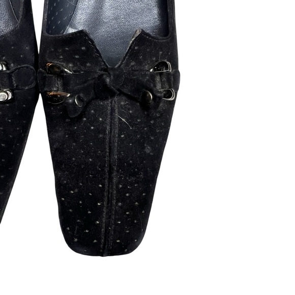 Stuart Weitzman Black Suede Square Toe Kitten Heel Size 8 N - Picture 4 of 15